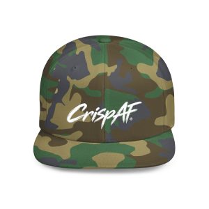 CrispAF Script Camo Flat Bill Snapback | Woodland Camouflage Hat